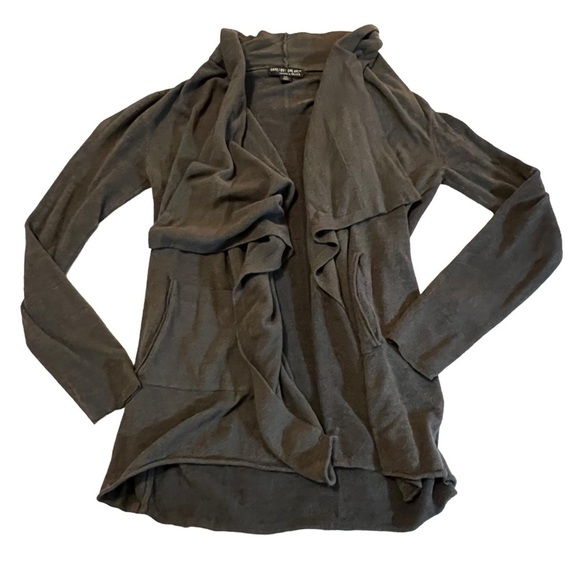 Barefoot Dreams Cozy Chic Lightweight Draped open Front Cardigan S/M Gray - Picture 10 of 13